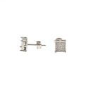 Orecchini al lobo quadrato zirconato bianco placcati oro bianco in argento 925