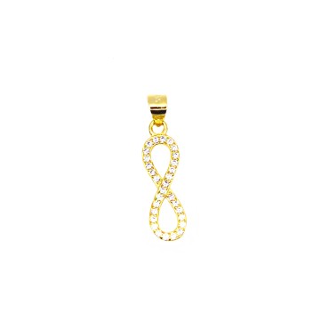 Ciondolo infinito zirconato bianco placcato oro bianco in argento 925