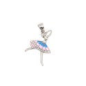 Ciondolo ballerina smaltato rosa e azzurro ,semizirconato bianco placcato oro bianco in argento 925