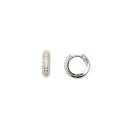 Orecchini a cerchio tubolare semi zirconato bianco con chiusura a scattino placcato oro bianco in argento 925