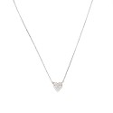 Collana maglia forzatina con centrale cuore a pavè di zirconi bianchi placcata oro bianco in argento 925