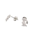 Orecchini a lobo coniglio semizirconato bianco placcati oro bianco in argento 925