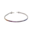 Bracciale tennis con zirconi multicolor 2mm placcato oro bianco in argento 925
