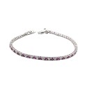 Bracciale tennis placcato oro bianco con zirconi bianchi e neri da 3 mm. in argento 925