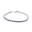 Bracciale tennis placcato oro bianco con zirconi bianchi e neri da 3 mm. in argento 925
