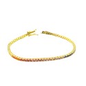 Bracciale tennis con zirconi multicolor 2mm placcato oro giallo in argento 925 (20 CM)