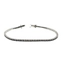 Bracciale tennis placcato oro bianco con zirconi neri da 3 mm. in argento 925