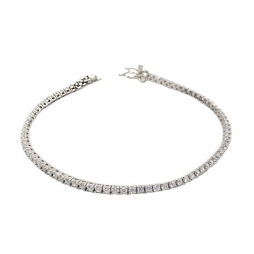 White gold plated tennis bracelet with 3 mm black zircons. in 925 silver