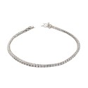 Bracciale tennis placcato oro bianco con zirconi neri da 3 mm. in argento 925