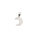Ciondolo mezza luna zirconata bianca placcato oro bianco in argento 925