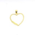Ciondolo sagoma cuore zirconato bianco con scritta mom placcato oro giallo in argento 925