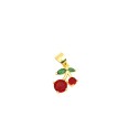 Ciondolo ciliegie zirconate rosse con foglie zirconate verdi placcato oro giallo in argento 925
