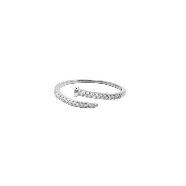 Anello a filo regolabile con nodo centrale placcato oro bianco in argento 925