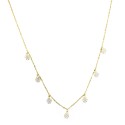 Collana maglia forzatina con 7 fiori tondi zirconati bianchi placcato oro giallo in argento 925