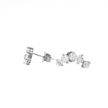 Orecchini ad arco con zirconi bianchi placcato oro bianco in argento 925