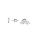 Orecchini a lobo corona spole di baguette bianche  placcati oro bianco in argento 925