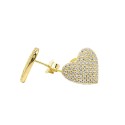 Orecchini al lobo cuore a pavè di zirconi bianchi placcati oro giallo in argento 925