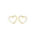 Orecchini a cuore daith semizirconati bianchi chiusura a scattino placcati oro giallo in argento 925