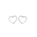 Orecchini a cuore daith semizirconati bianchi chiusura a scattino placcati oro bianco in argento 925