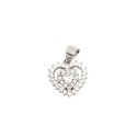 Ciondolo con zircone a cuore bianco in doppia cornice di zirconi bianchi placcato oro bianco in argento925