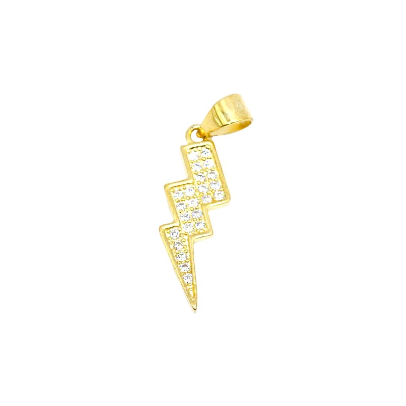 Ciondolo fulmine zirconato bianco placcato oro giallo in argento 925