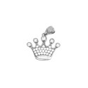 Ciondolo corona zirconata bianca placcata oro bianco in argento 925