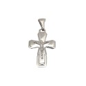Ciondolo croce liscia e satinata con cristo microfuso placcato oro bianco in argento 925