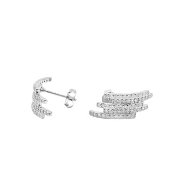 Orecchini a semicerchio cascata zirconati bianchi placcati oro bianco in argento 925