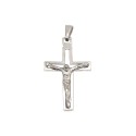 Ciondolo croce traforata con cristo microfuso placcato oro bianco in argento 925
