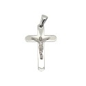 Ciondolo croce lucida e satinata con cristo microfuso placcato oro bianco in argento 925