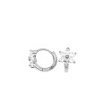 Orecchini a cerchio con fiore zirconato bianco e chiusura a scattino placcati oro bianco in argento 925