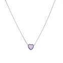 Collana maglia forzatina con cuore zirconato bianco con cornice di zirconi blu placcata oro bianco in argento 925