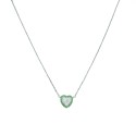 Collana maglia forzatina con cuore zirconato bianco con cornice di zirconi verdi placcata oro bianco in argento 925