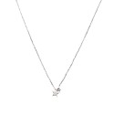 Collana maglia forzatina con stella passante zirconata bianca e mini stella liscia placcata oro bianco in argento 925